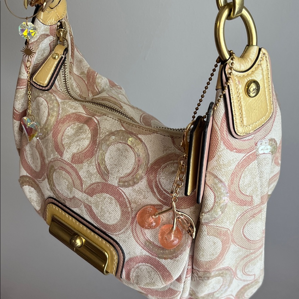 Coach Kristen Pink and Cream Sequin Shoulder Bag - Picture 8 of 15